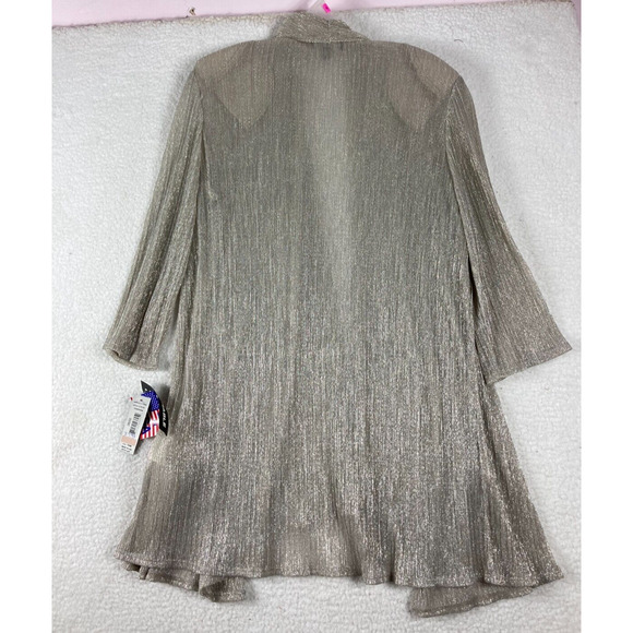 R&M Richards Women's 14W Midi 2‎ Piece Dress Jacket Gold Metallic Evening - Picture 11 of 16